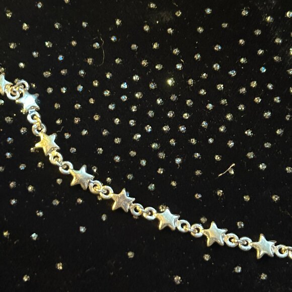 star necklace - bright silver tone dainty star chain - Picture 1 of 4